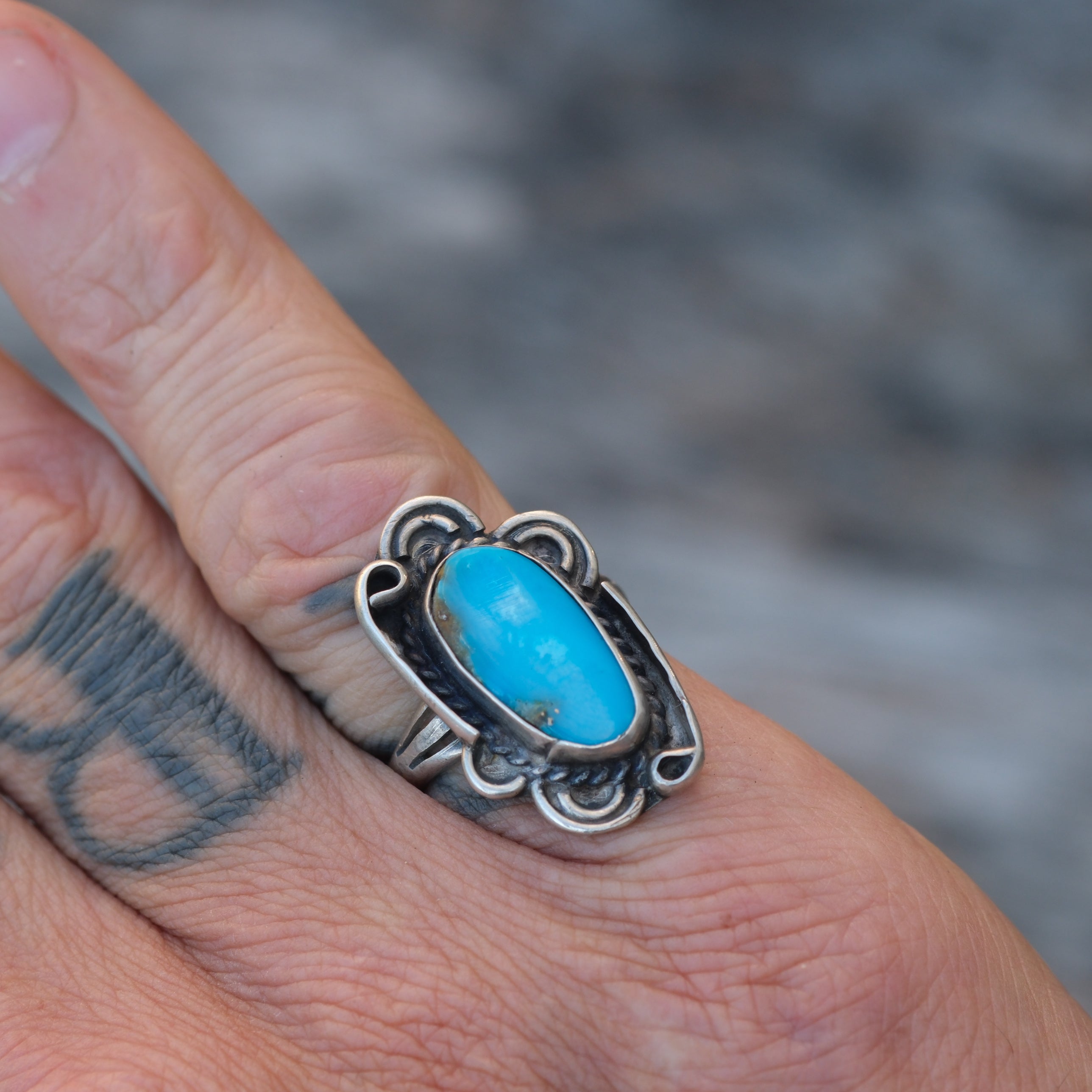 Vintage Sterling Turquoise Ring 6