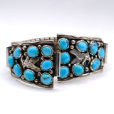 Vintage Sterling Turquoise Cluster Eagle Watch Band