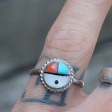 Vintage Sterling Zuni Sunface Ring 7.5