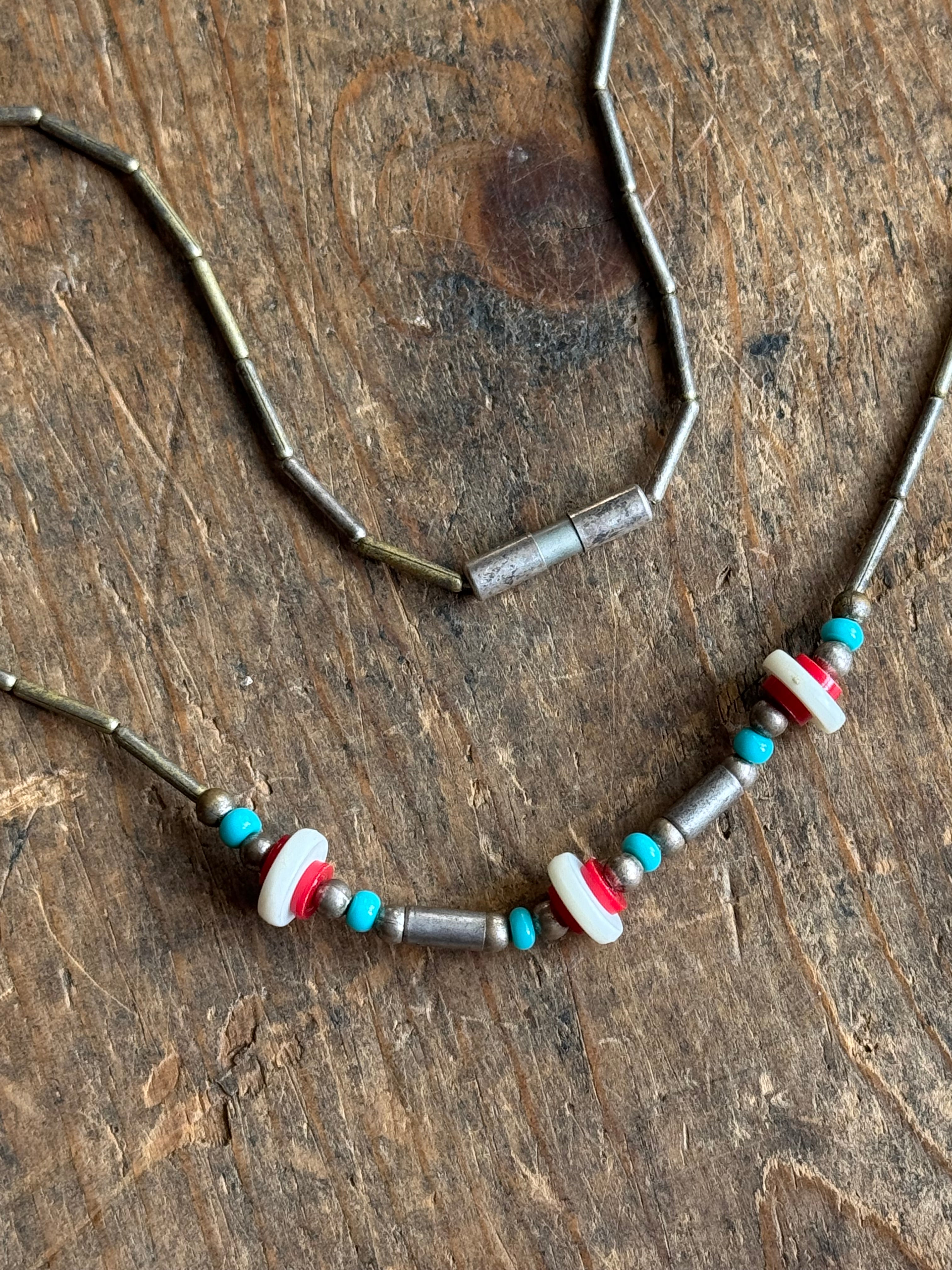 Vintage Sterling Silver Multi Stone Liquid Silver Beaded Necklace