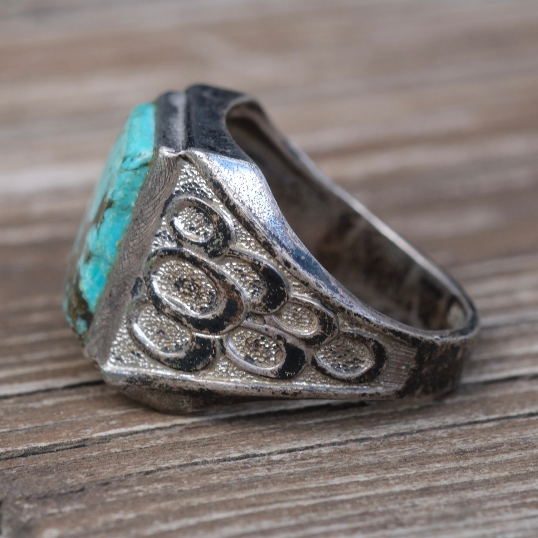 Vintage Sterling Turquoise Ring 8.75