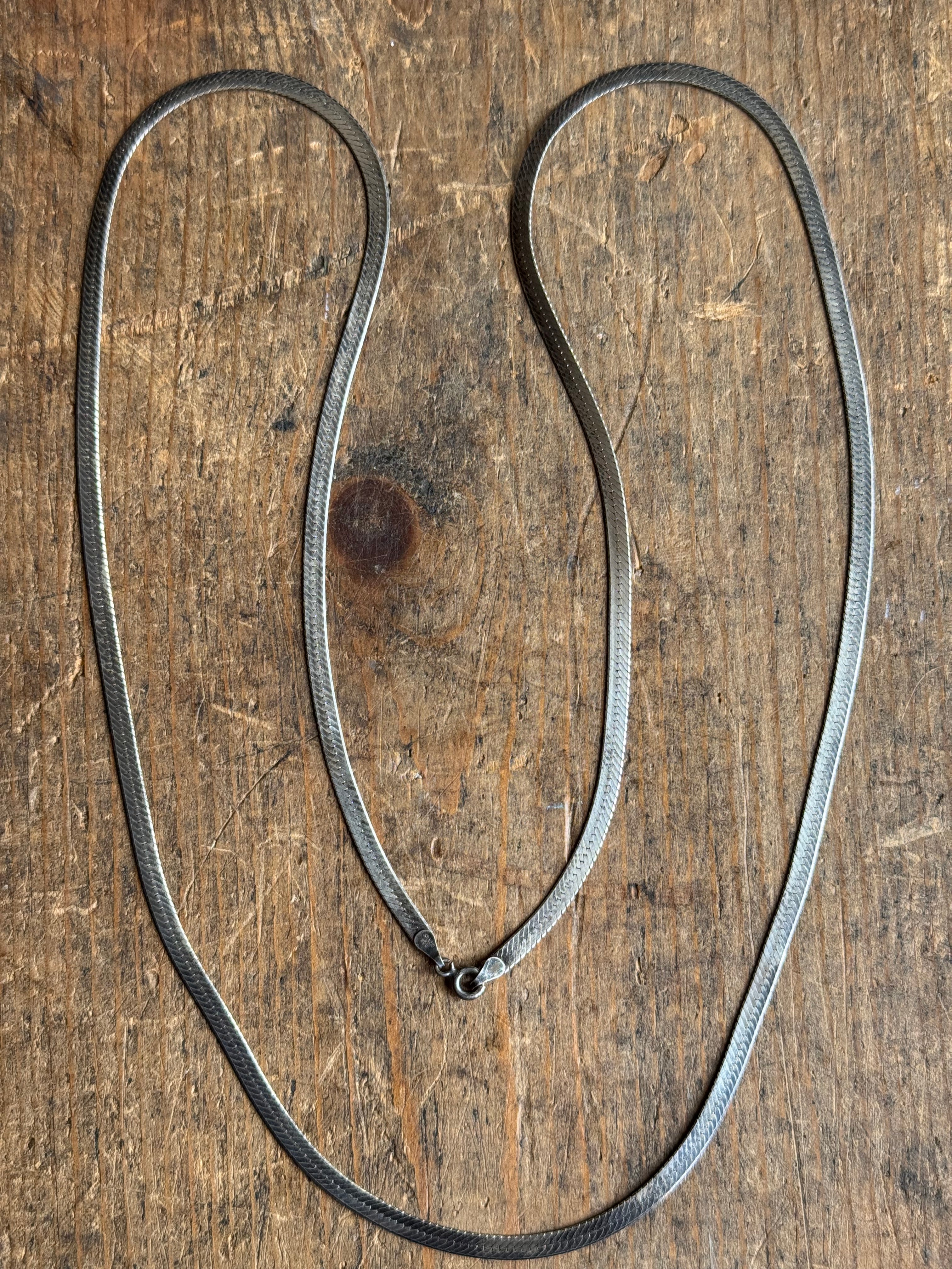 Vintage Sterling Silver 30” Herringbone Chain
