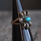 Vintage Sterling Sandcast Turquoise Ring 5.5