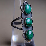 Vintage Sterling Malachite Florette Ring 7