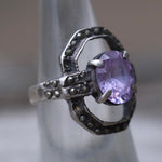 Vintage Sterling Amethyst and Marcasite Ring 5