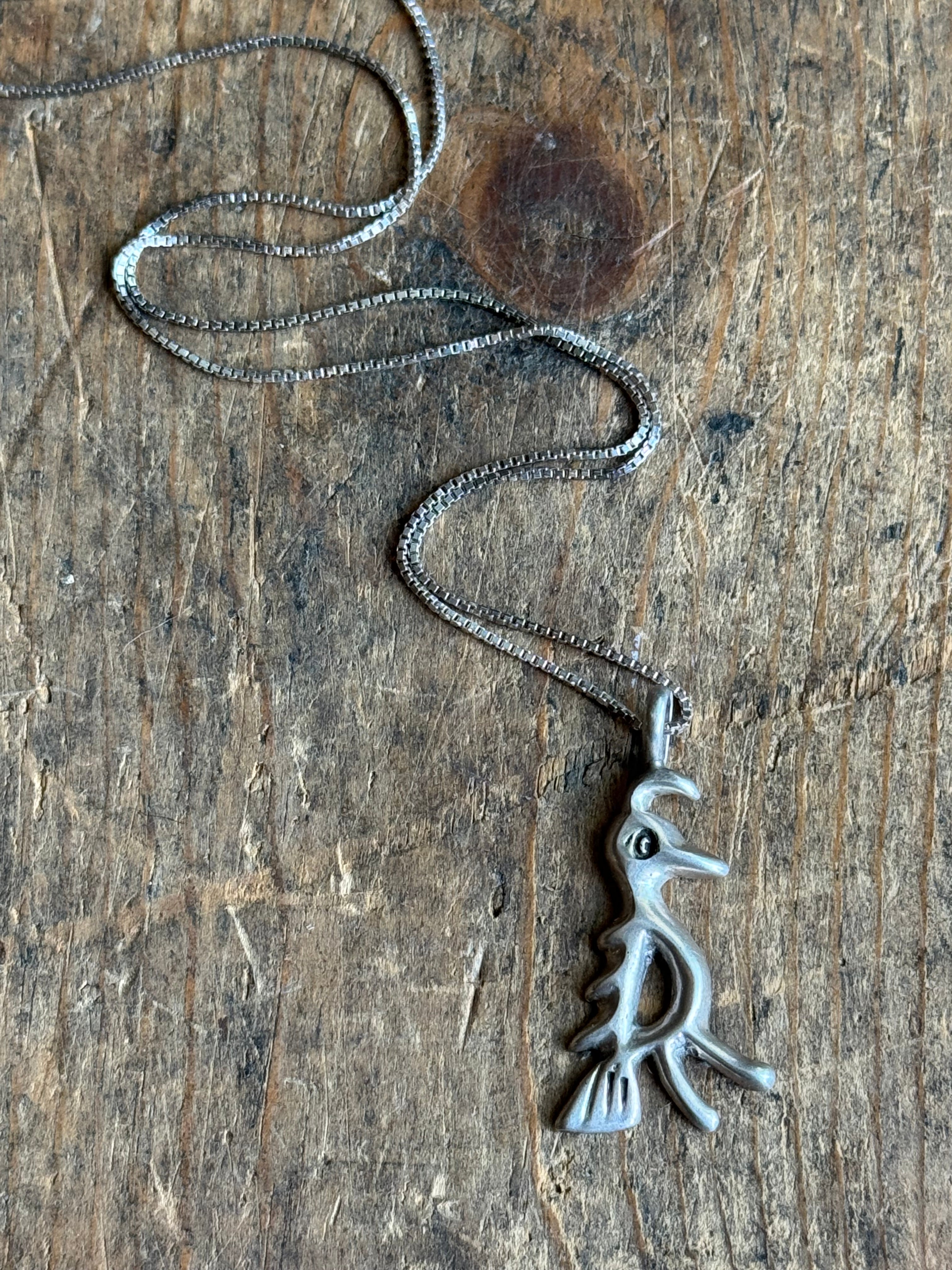 Vintage Sterling Silver Sandcast Partridge Necklace