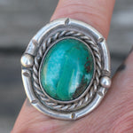 Vintage Sterling Turquoise Roper Ring 6.25