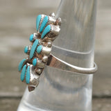 Vintage Sterling Turquoise Cluster Ring 7.75