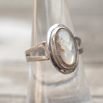 Vintage Sterling Carved Abalone Cameo Ring 7.5