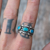 Vintage Sterling 3-Stone Turquoise Ring 9.5