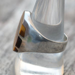 Vintage Sterling Tigers Eye Inlay Striper Ring 10