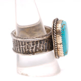 Vintage Sterling Turquoise Textured Ring 10.25