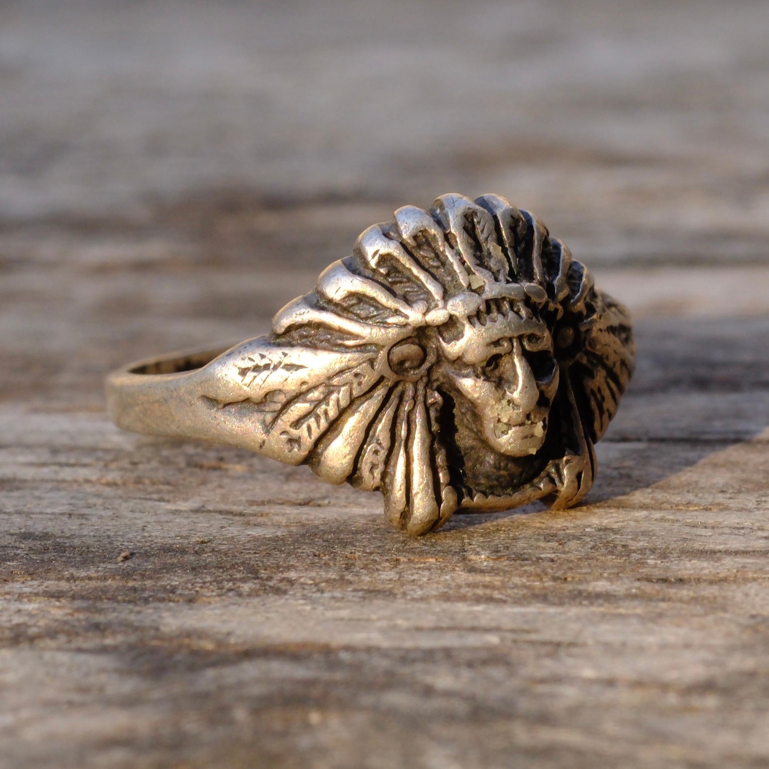Vintage Sterling Silver Chief Ring 6.75