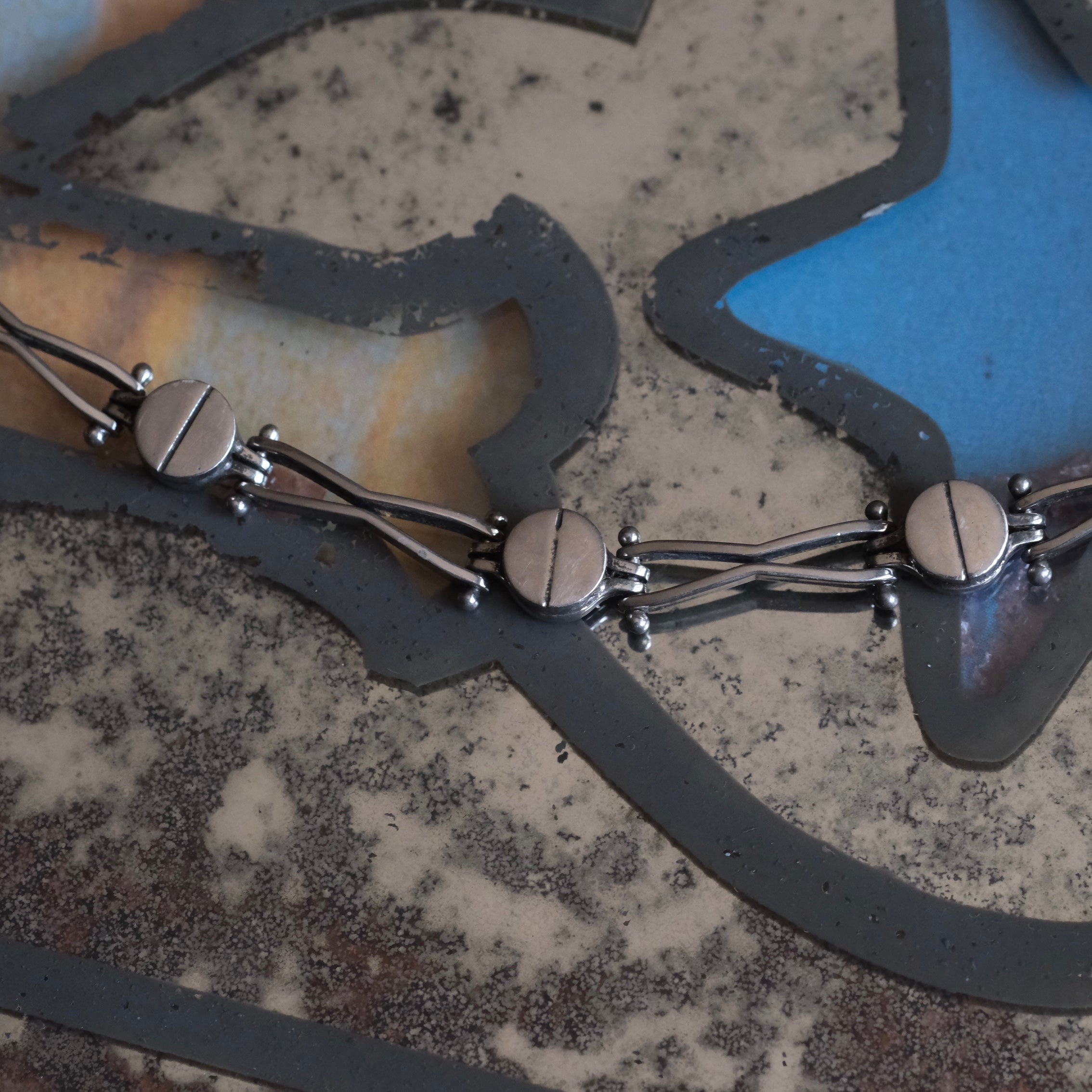 Vintage Sterling Silver Hinge Bracelet 7"