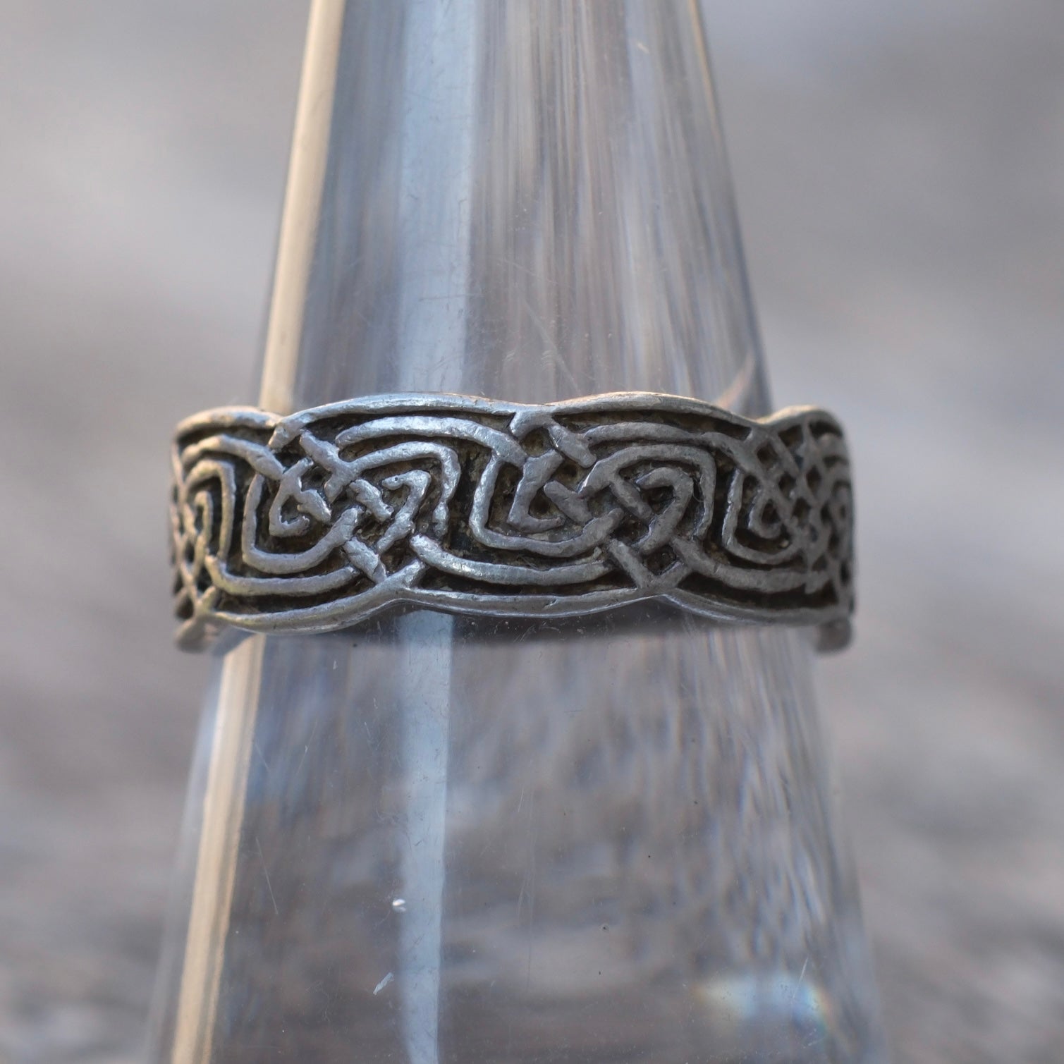 Vintage Sterling Silver Celtic Band Ring 7.75