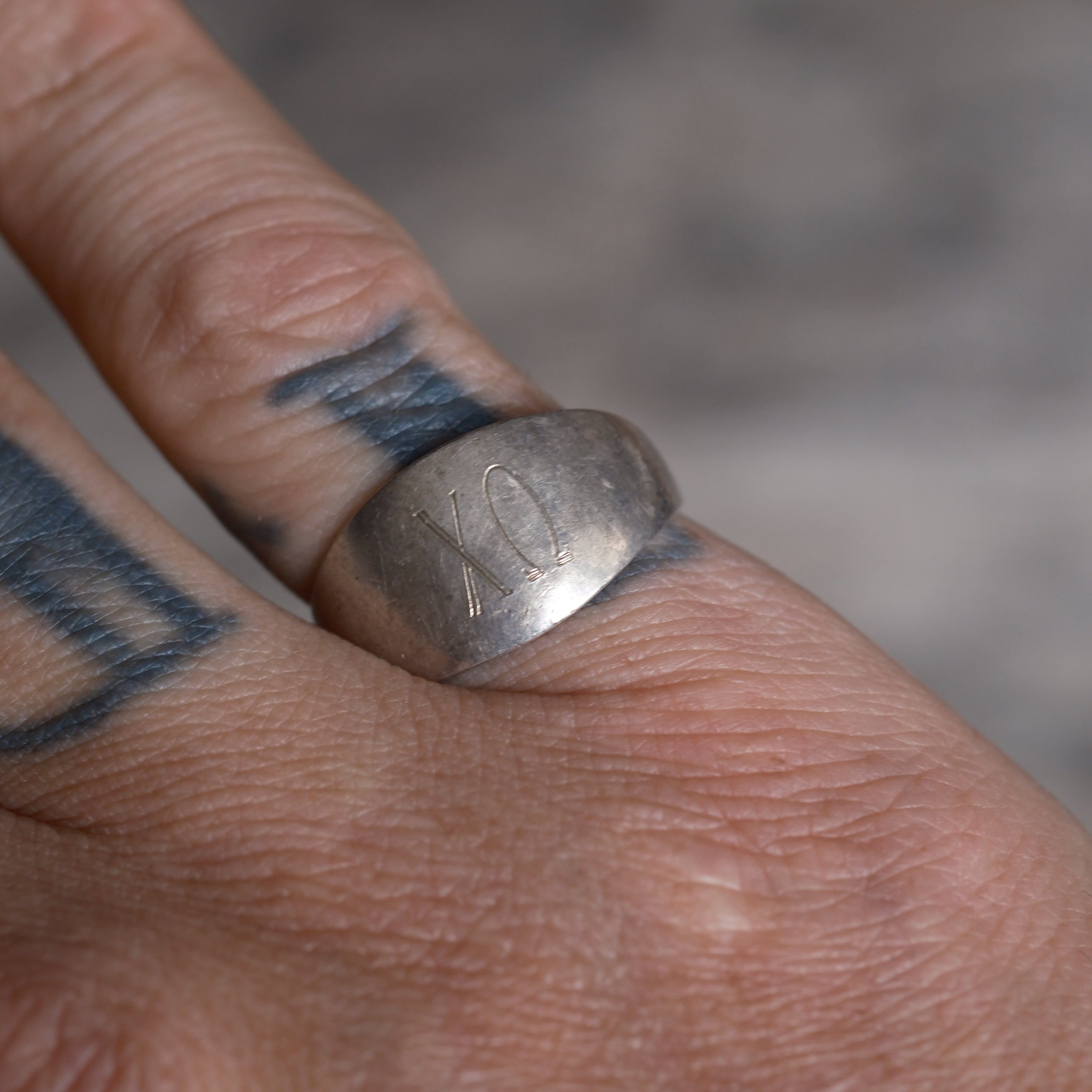 Vintage Sterling Silver XO Ring 7.75