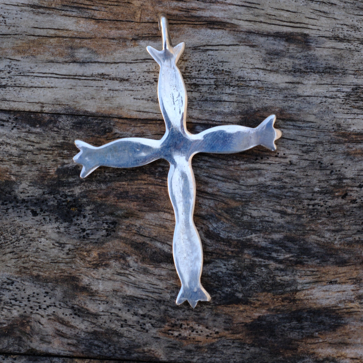 Vintage Sterling Silver Sand Cast Cross Pendant