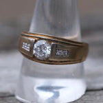 Vintage Silver Plated Glass Ring 10.75