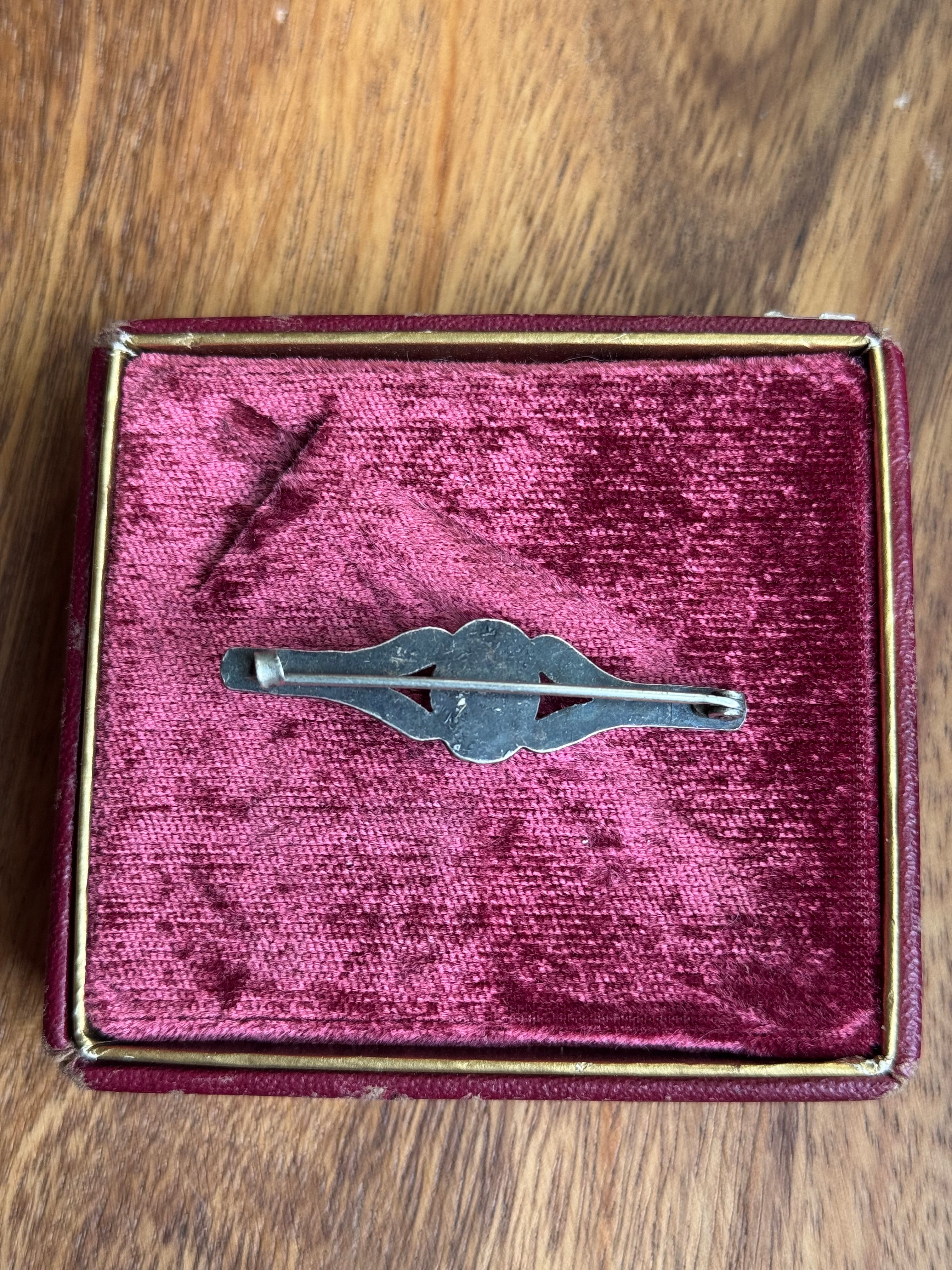 Vintage Sterling Silver Turquoise Stamped Pin