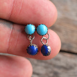 Vintage Sterling Turquoise and Lapis Earrings