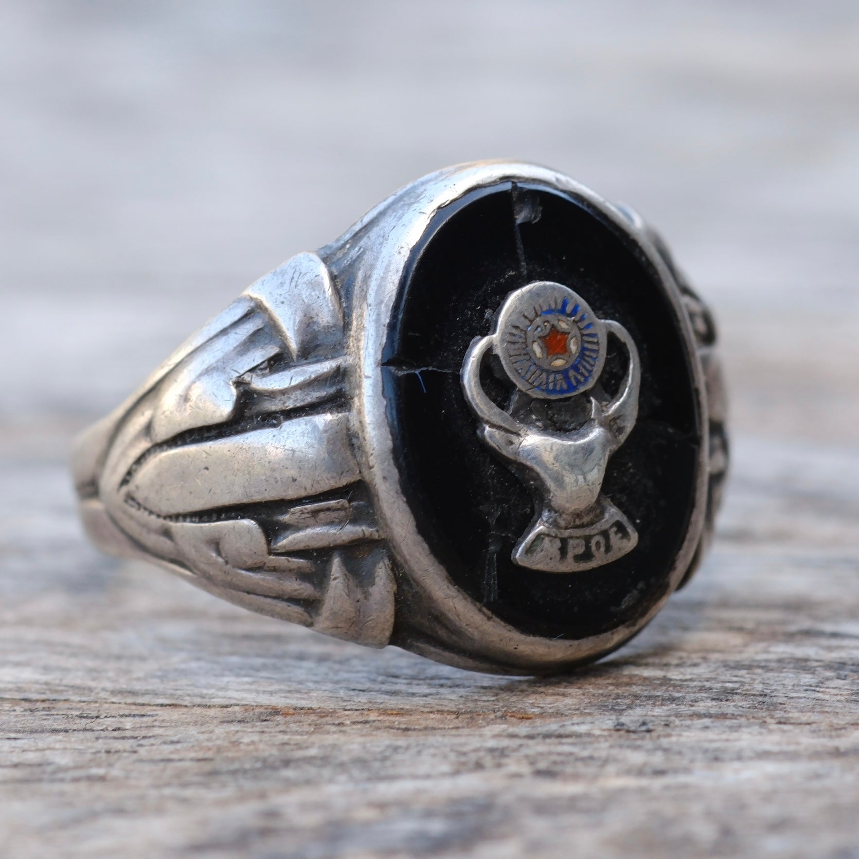 Vintage Sterling Fraternal Moose Signet Ring 9.5