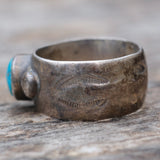 Vintage Sterling Stamped Turquoise Band 7.5