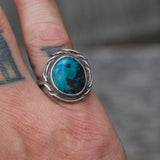 Vintage Sterling Chrysocolla Ring 8.25