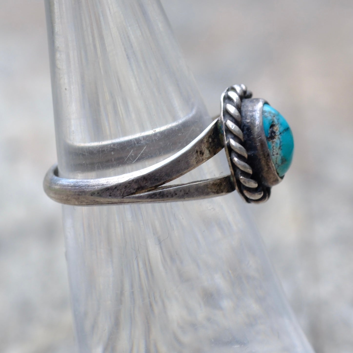 Vintage Sterling Silver Turquoise Roper Ring 5.25