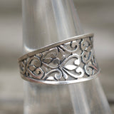 Vintage Sterling Floral Ring 7.75