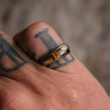 Vintage Sterling Tigers Eye and Onyx Inlay Band 6.25