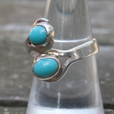 Vintage Sterling 2-Stone Turquoise Ring 8.5