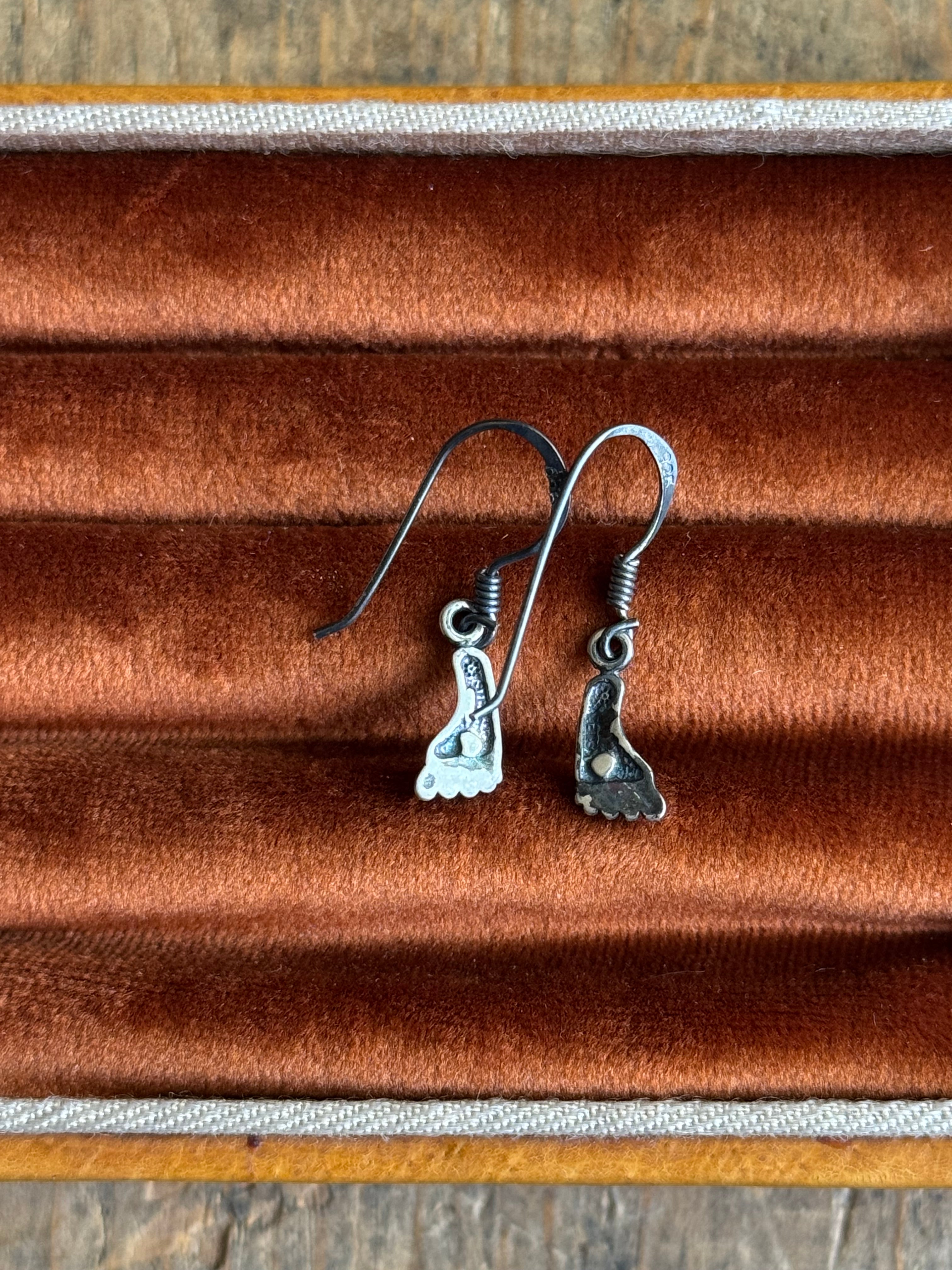 Vintage Sterling Silver Feet Earrings