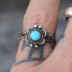 Vintage Sterling Turquoise Ring 6.75