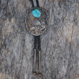 Vintage Sterling Turquoise Blossom Bolo Tie