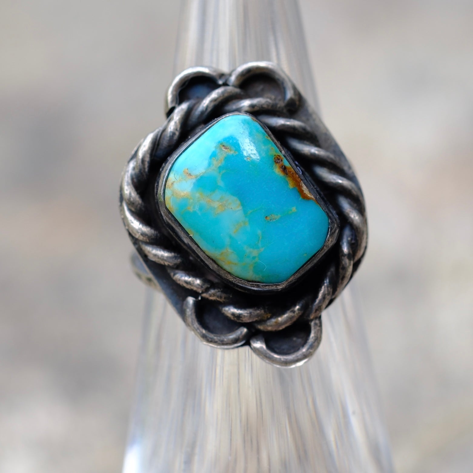 Vintage Sterling Turquoise Ring 2.25
