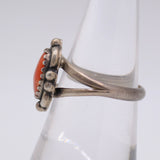 Vintage Sterling Coral Ring 6.5