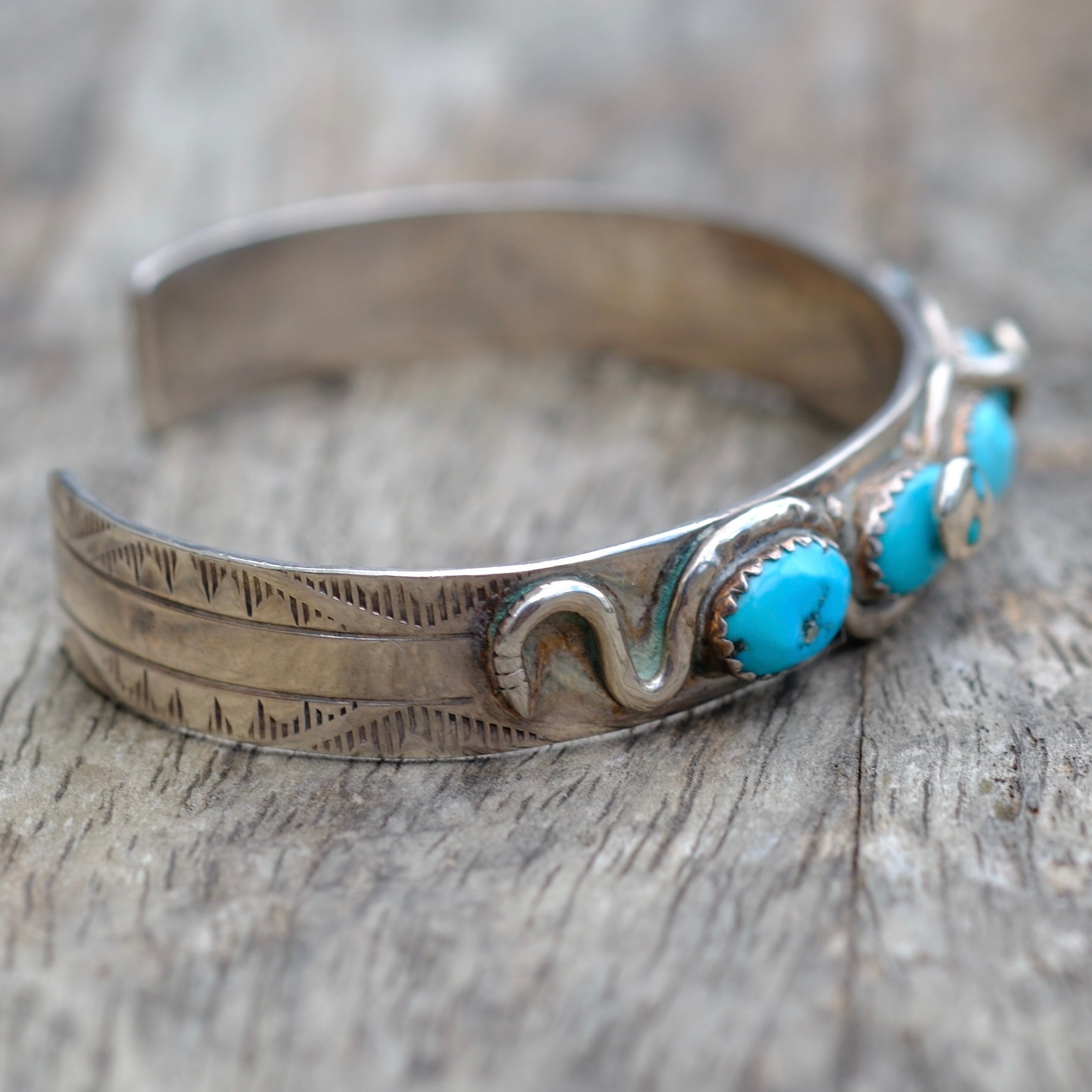 Vintage Sterling Zuni Effie C Turquoise Cuff Bracelet