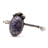 Vintage Sterling Purple Jasper Cuff Bracelet 6"