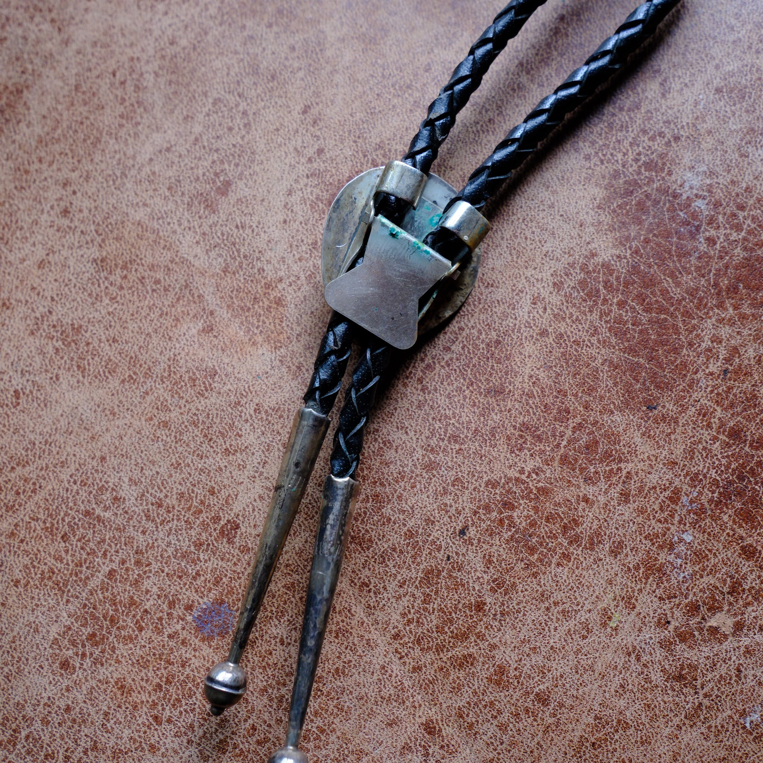 Vintage Sterling Turquoise Bear Paw Bolo Tie