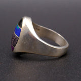 Vintage Sterling Multistone Inlay Ring 8.25