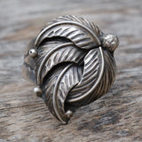 Vintage Sterling Silver Feather Ring 7.25
