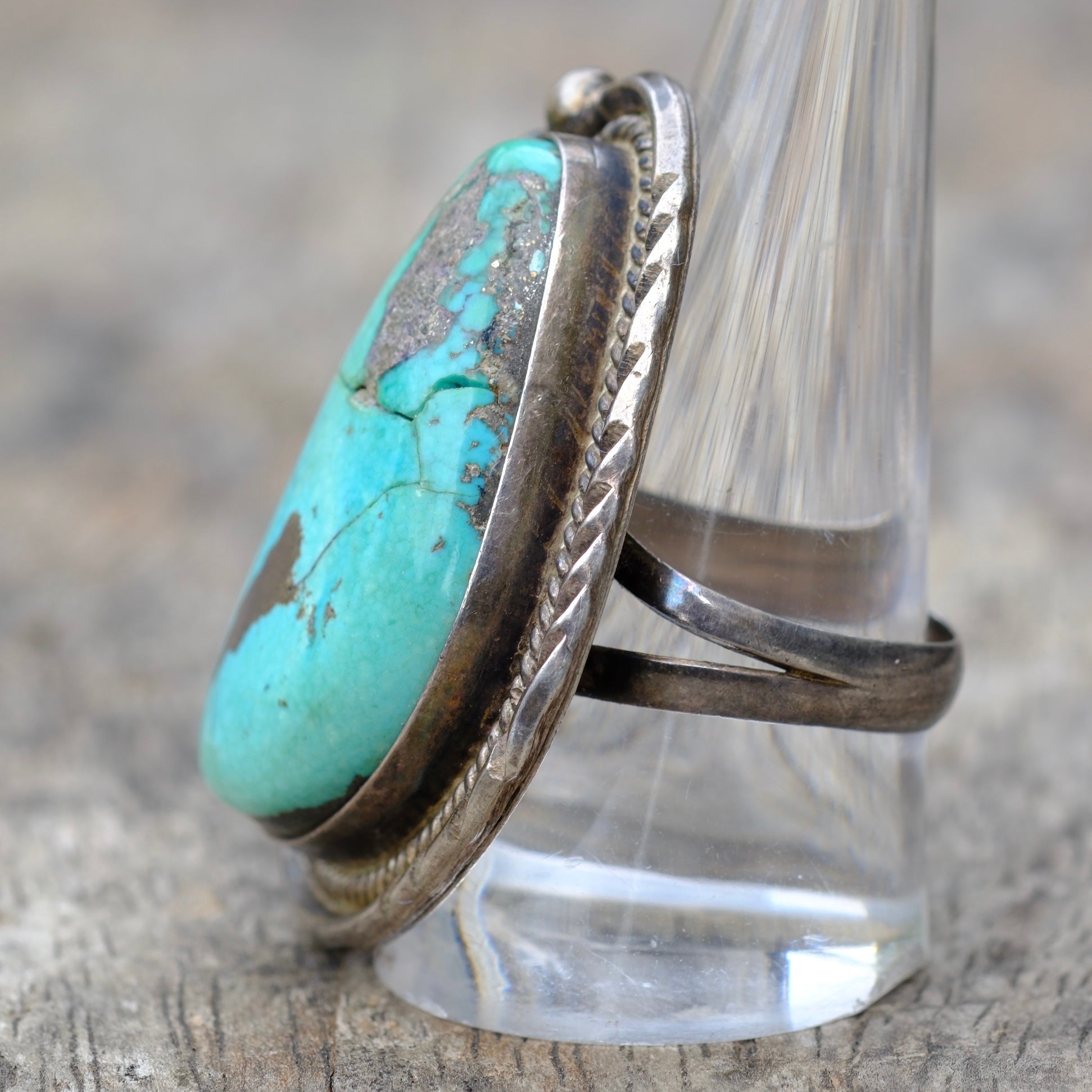 HUGE Vintage Sterling Turquoise Ring 10.5