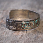 Vintage Sterling Turquoise Inlay Cuff