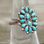 Vintage Sterling Turquoise Cluster Ring 6