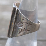 Vintage Sterling Crushed Inlay Stamped Band Ring 7