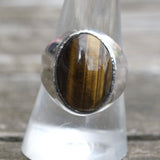 Vintage Sterling Tigers Eye Cabochon Ring 9.5