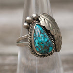 Vintage Sterling Turquoise Feather Ring 6.75