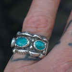 Vintage Sterling 3-Stone Turquoise Band 6.75