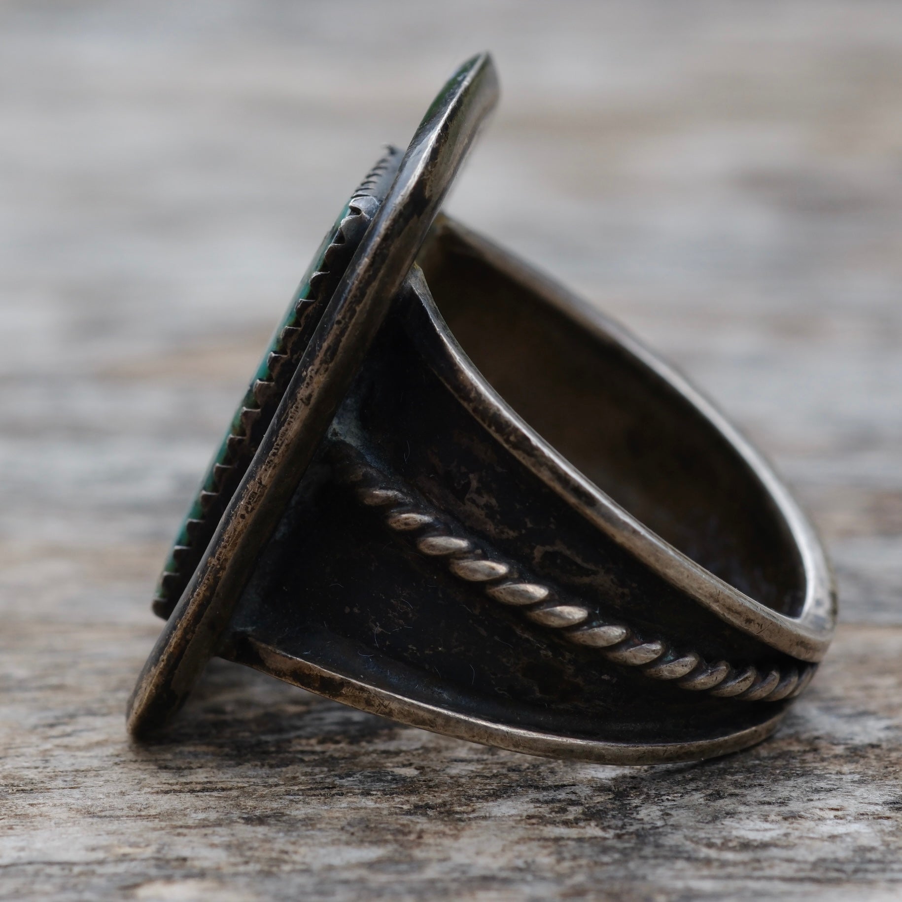 Vintage Sterling Turquoise Ring 10.5