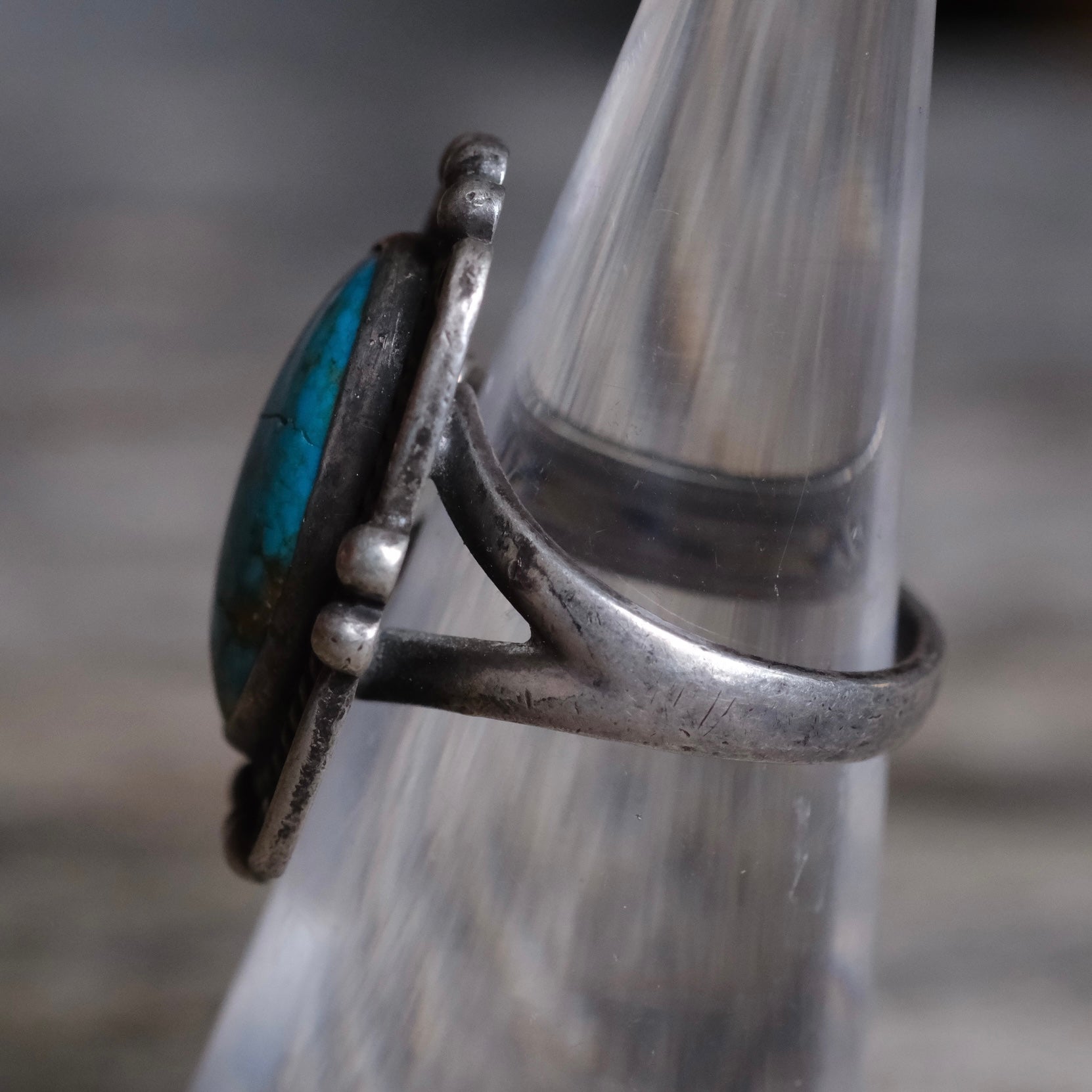 Vintage Sterling Turquoise Ring 4.75